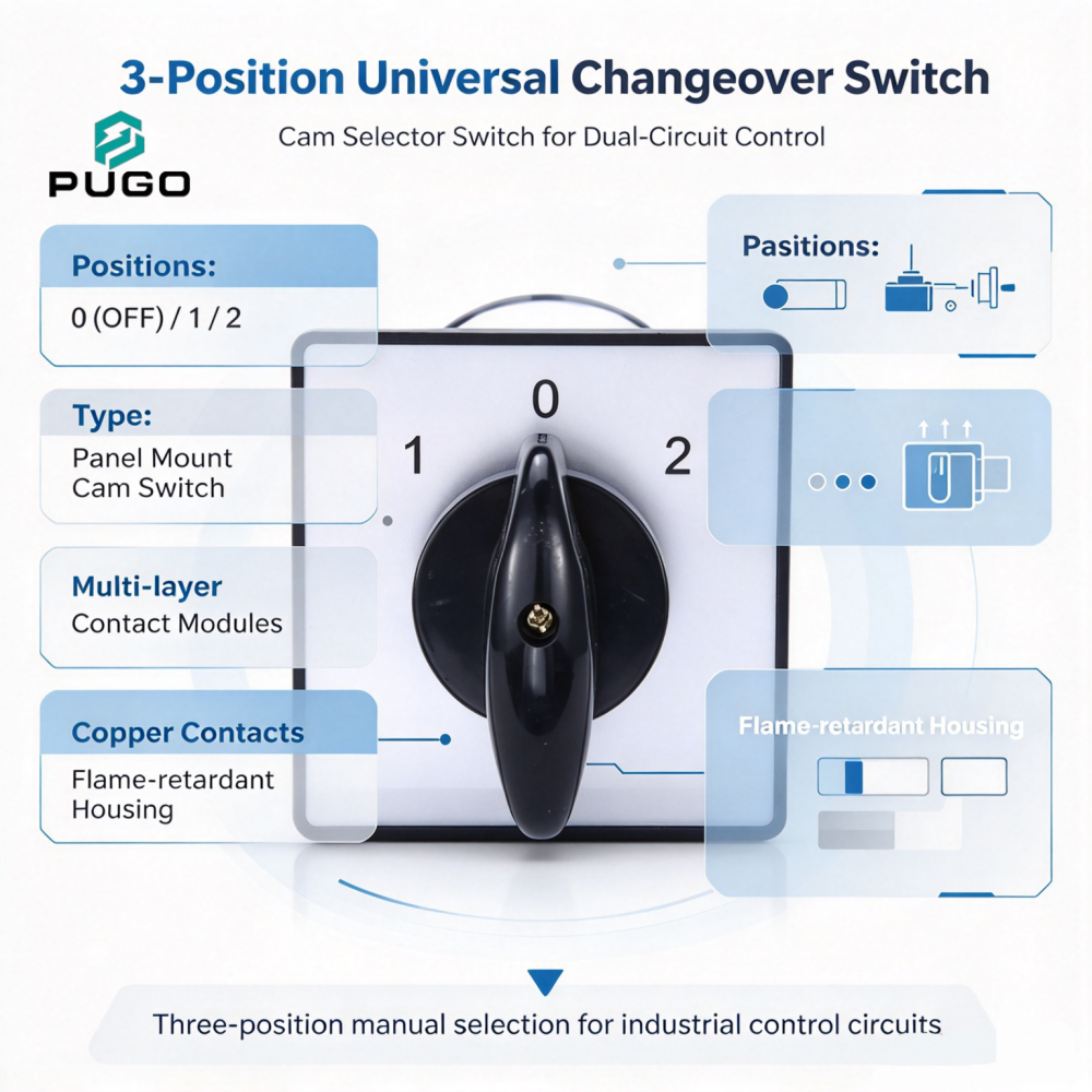 PUGO Universal transfer switch E9-75A-3P (0-1-2 third gear)