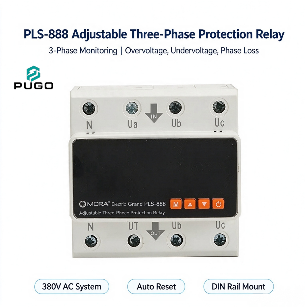 MORA Grand PLS-888 Three phase Adjustable Protection Relay (Rail type Three phase Digital Display Protector)