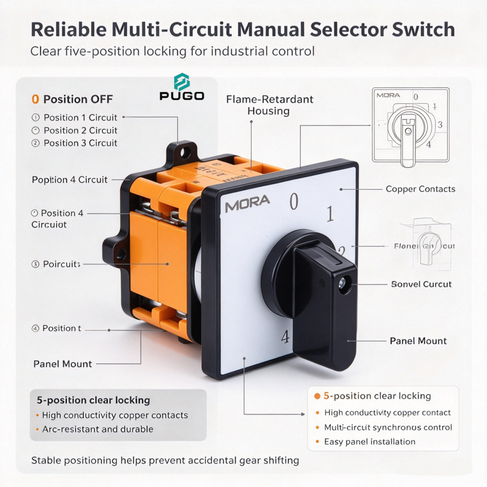 MORA LW-K series universal transfer switch 32A-2P (0-1-2-3-4 five gears)
