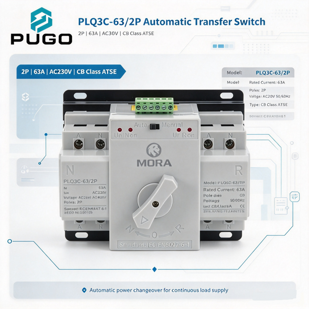 MORA 2P 63A Dual Power Automatic Transfer Switch (ATSE)