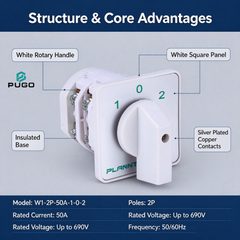 PUGO Universal transfer switch-W1-2P-50A-1-0-2