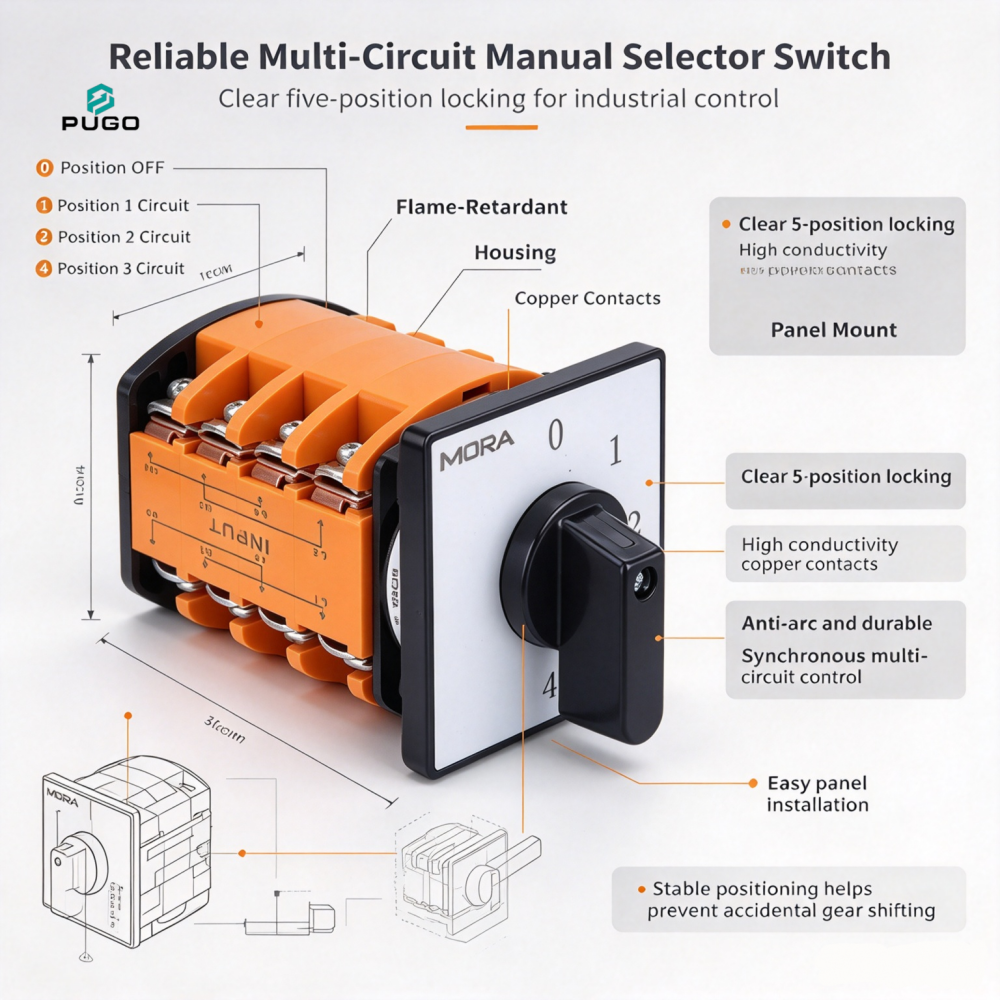 MORA LW series universal transfer switch 50A-4P (0-1-2-3-4 five gears)