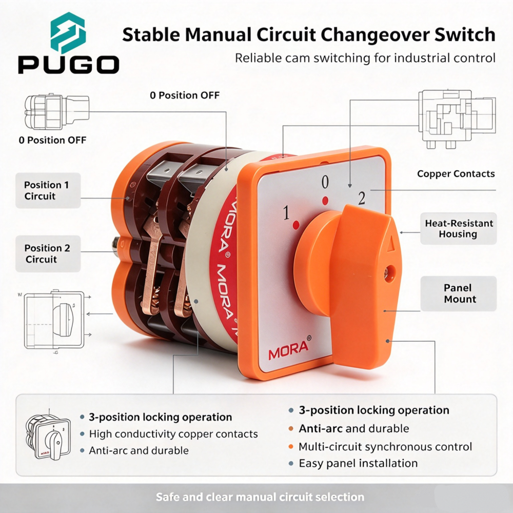 MORA universal transfer switch (LW5 series) 50A-2P (0-1-2 third gear)