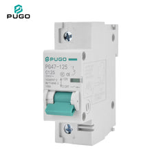 PUGO Miniature Circuit Breaker MCB PG47-125 2P 3P 4P 125A 230V 400V AC C125 10kA PA66 Industrial DIN Rail BCD Curve C Protection