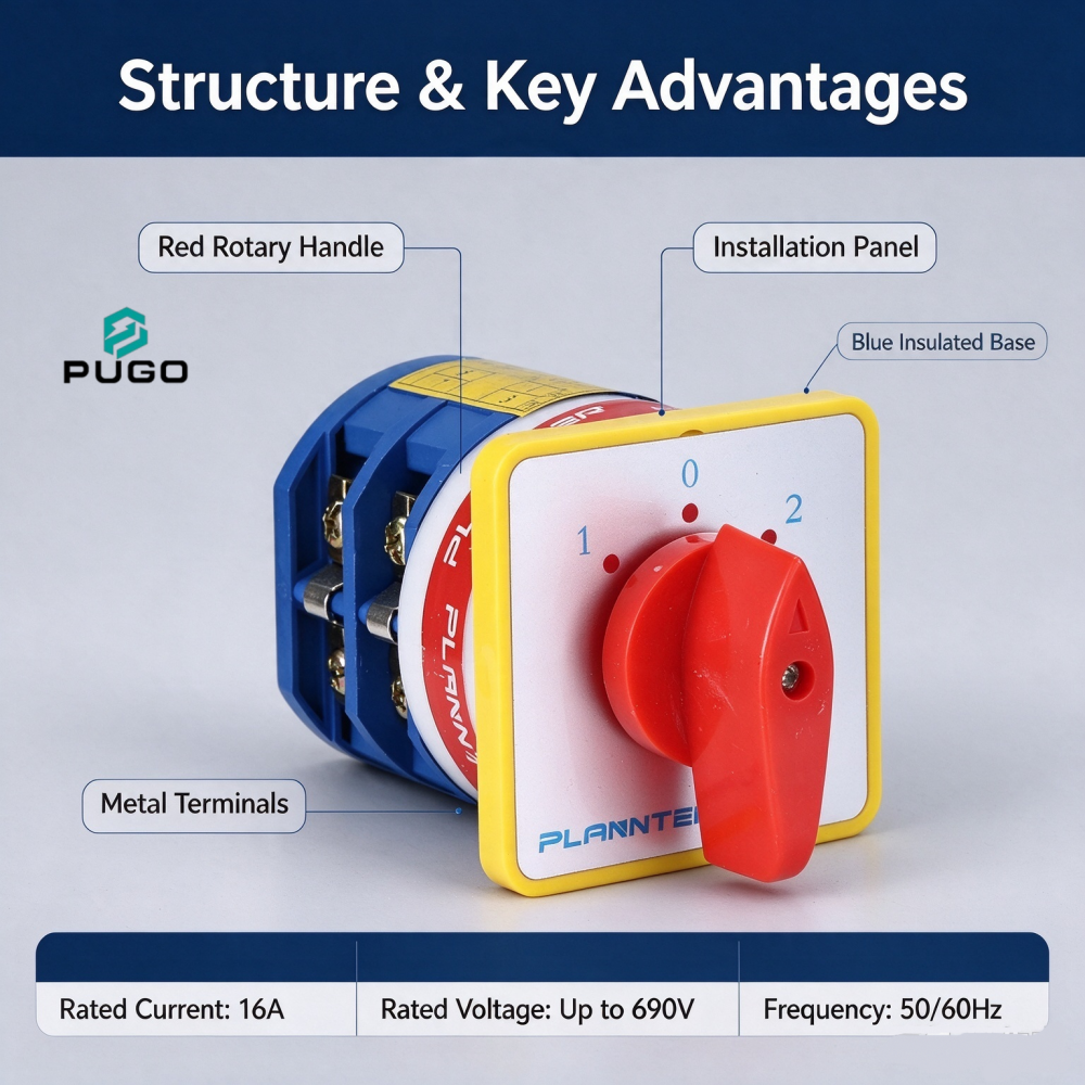 PUGO Universal transfer switch-LW5-H12-2P-63A-1-0-2