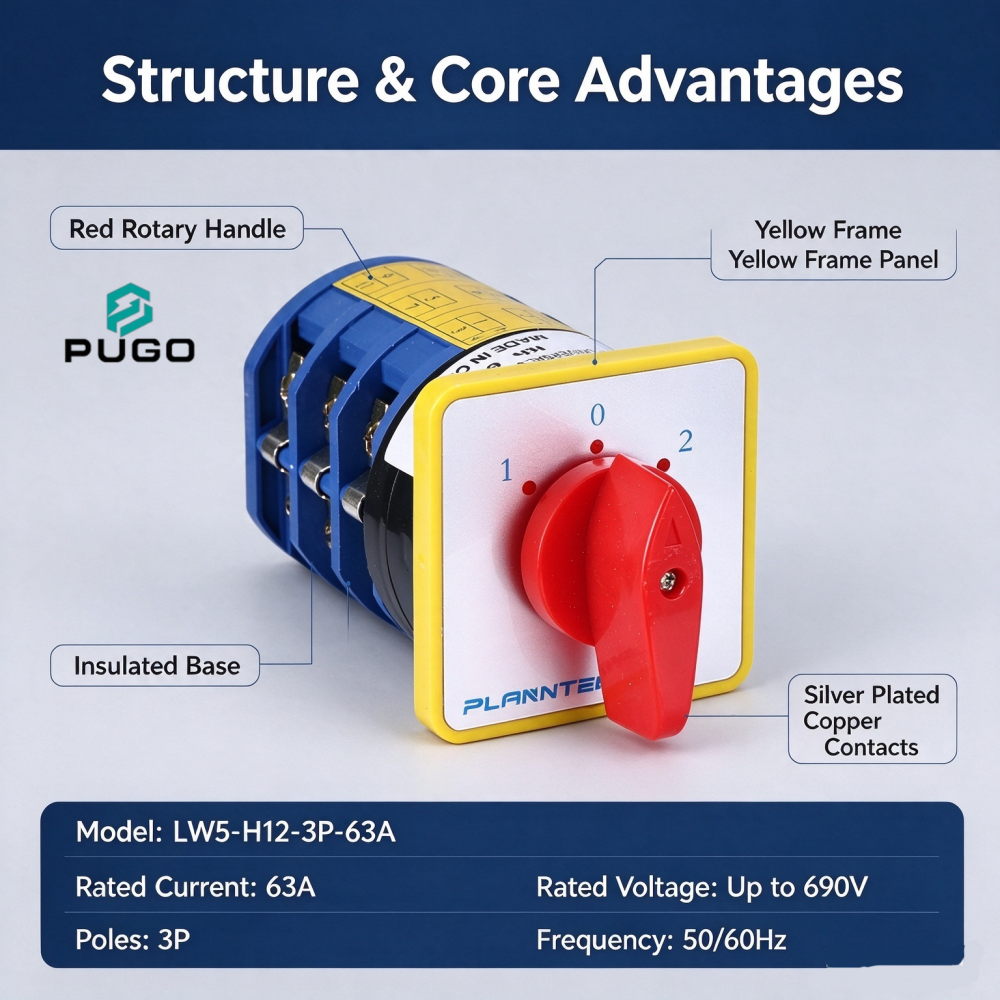 PUGO Universal transfer switch-LW5-H12-3P-63A-1-0-2