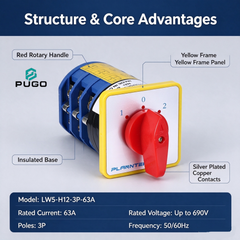 PUGO Universal transfer switch-LW5-H12-3P-63A-1-0-2