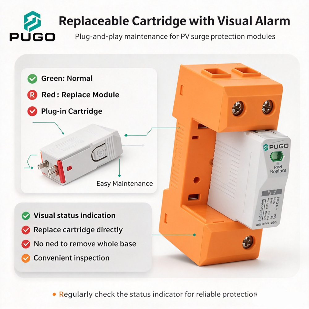 PUGO AES20-PV1000 2P Photovoltaic DC Surge Protector (SPD)