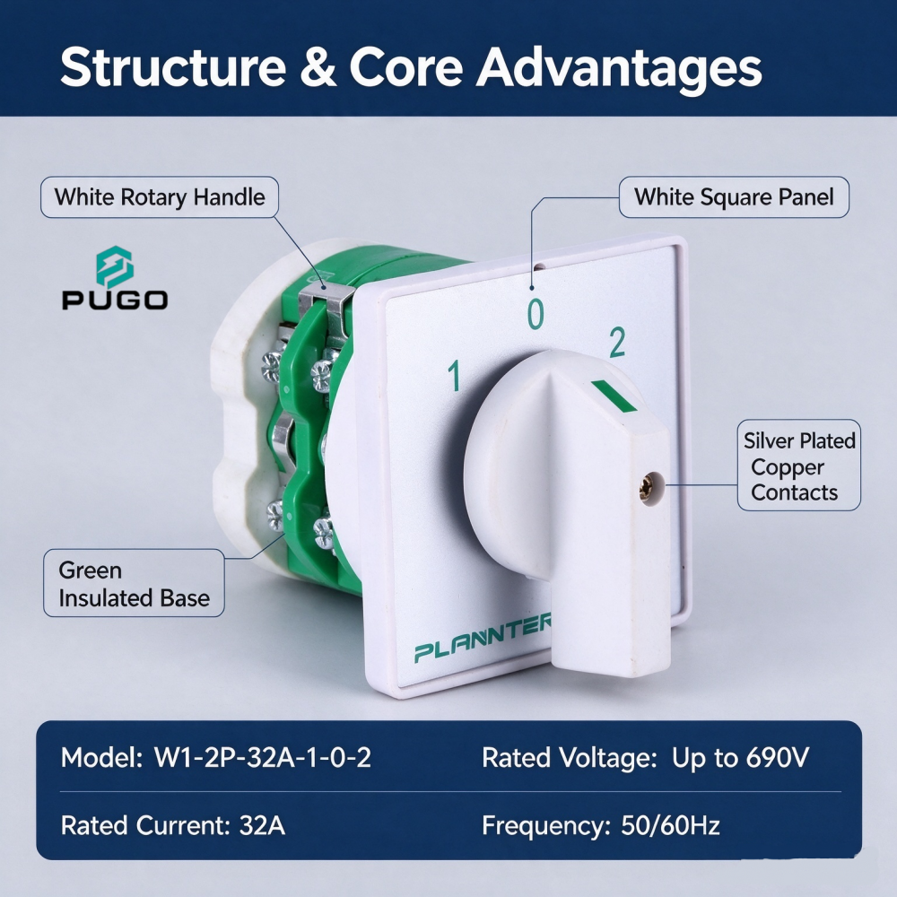 PUGO Universal transfer switch-W1-2P-32A-1-0-2