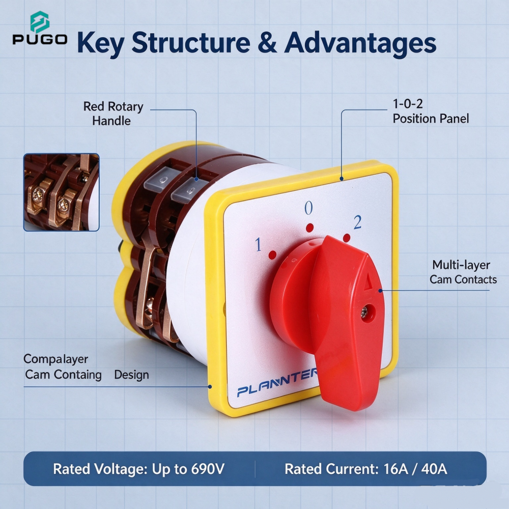 PUGO Universal transfer switch-LW5-16-40A-2P-1-0-2