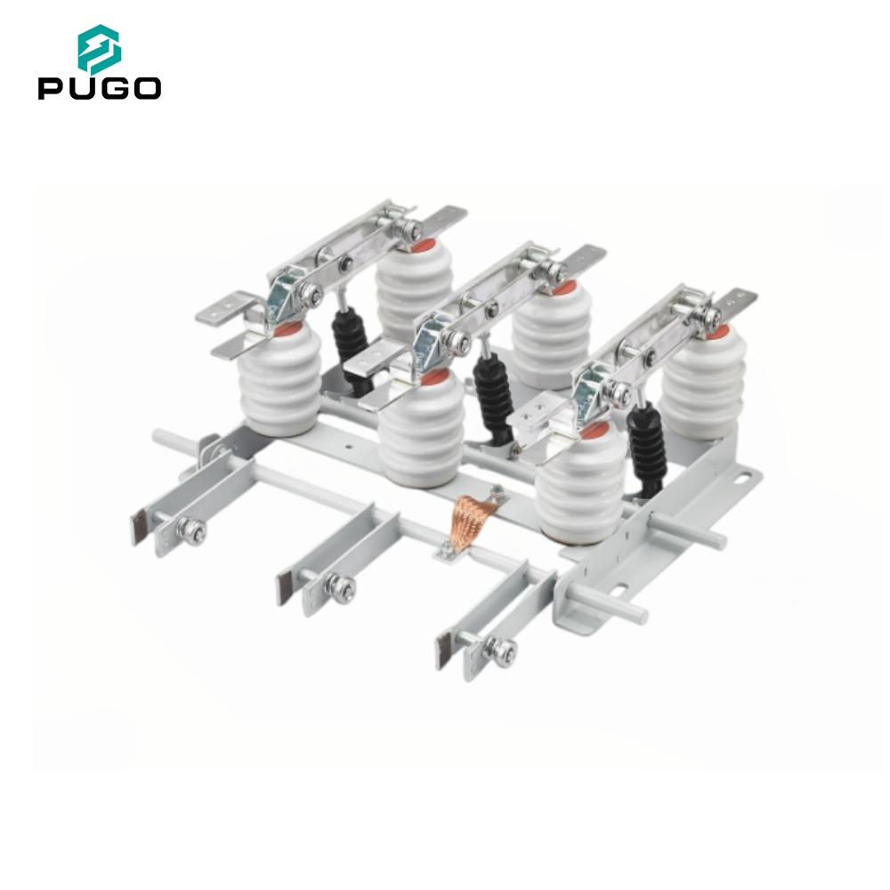 PUGO PB3-12D indoor high voltage 3-pole disconnector with single earthing switch, rated voltage 12kV rated current 630A~2000A optional