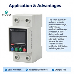 PUGO WiFi intelligent automatic reclosing protector (intelligent metering circuit breaker, 1P+N, adjustable from 1 to 63A)