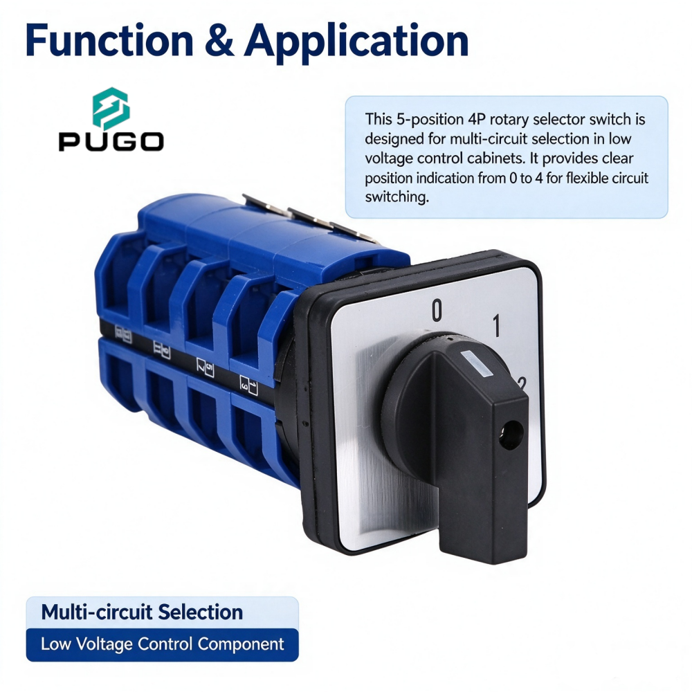 PUGO Universal transfer switch-LW26-4P-63A 0-1-2-3-4 five gear position
