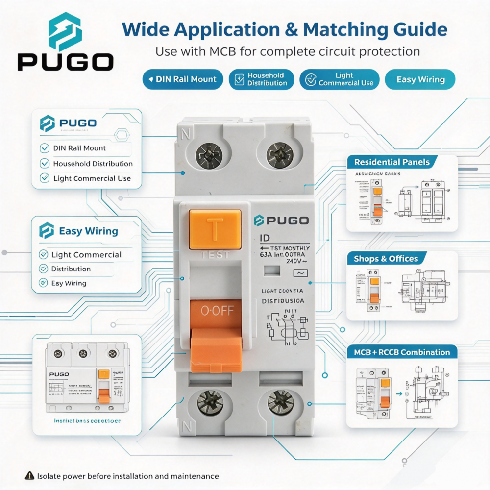 PUGO ID Series 2P Electromagnetic Leakage Protector (RCCB)