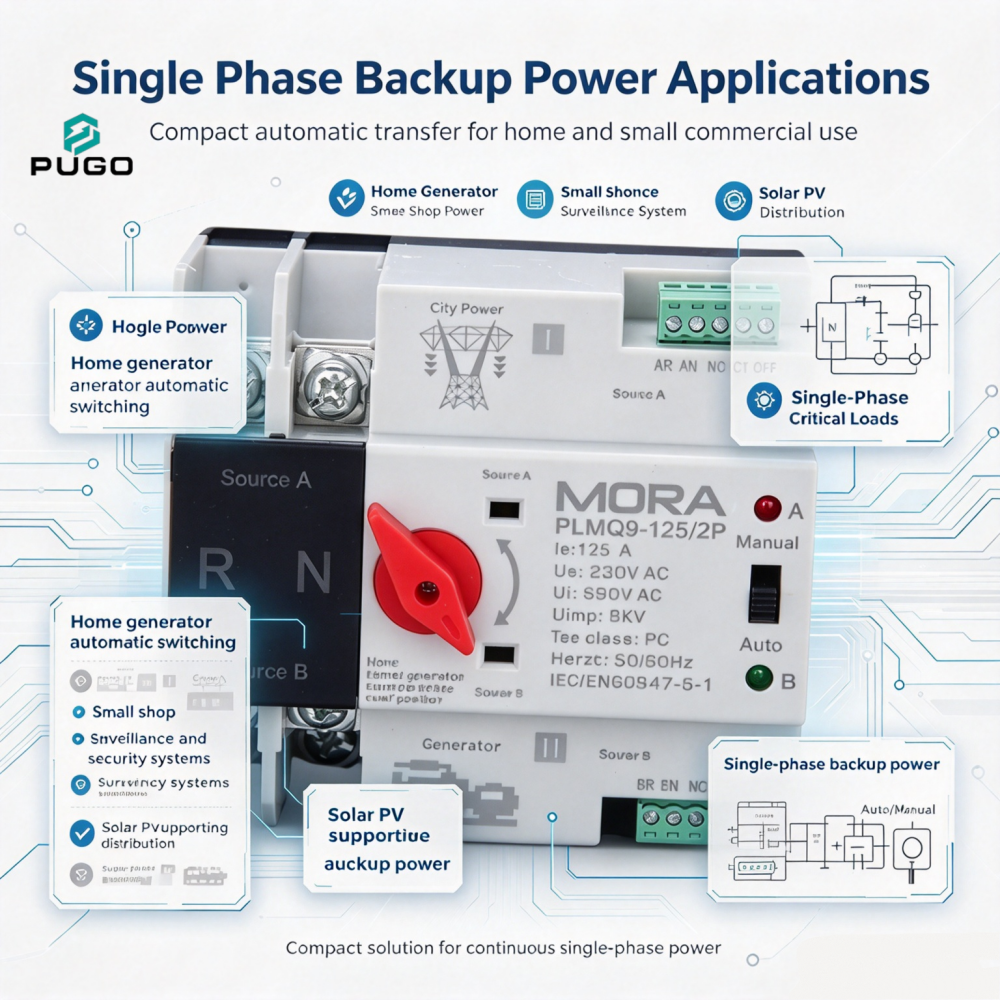 MORA PLMQ9-125-2P PC grade Mini Dual Power Automatic Transfer Switch (ATSE)