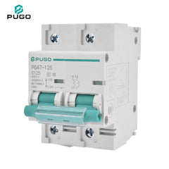 PUGO Miniature Circuit Breaker MCB PG47-125 2P 3P 4P 125A 230V 400V AC C125 10kA PA66 Industrial DIN Rail BCD Curve C Protection