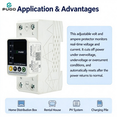 PUGO Grand PLVAD Series 2PVA 80A Single phase Digital Display Self resetting Overvoltage and Overcurrent Protector