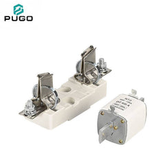 PUGO NT2 NH2 RT16-2 400A 660V IEC269 gG HRC Ceramic Blade Fuse Link Copper Fuse Holder Base 50kA Low Voltage 1-Pole Bolt-on