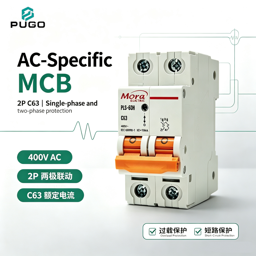 MORA PLS-60H 2P AC Miniature Circuit Breaker (AC MCB, without leakage)