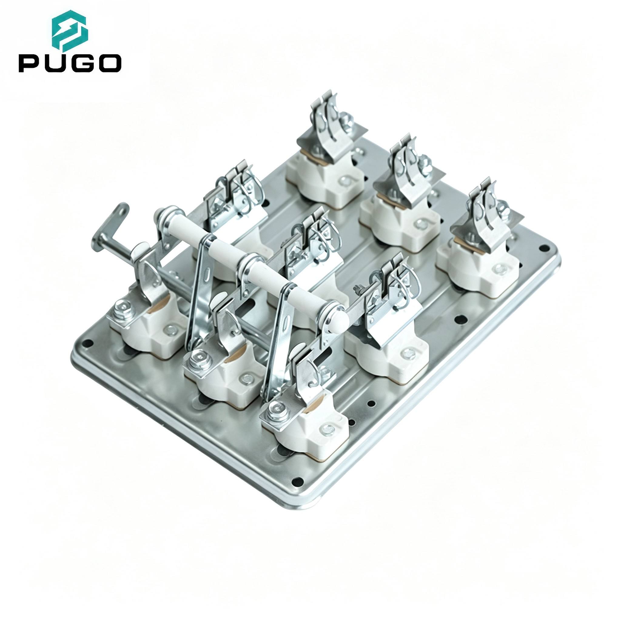 PUGO PNC-250-3 3P 250A 380V Copper Fuse Disconnector Double Throw Knife Switch Open Type Isolator Distribution Panel