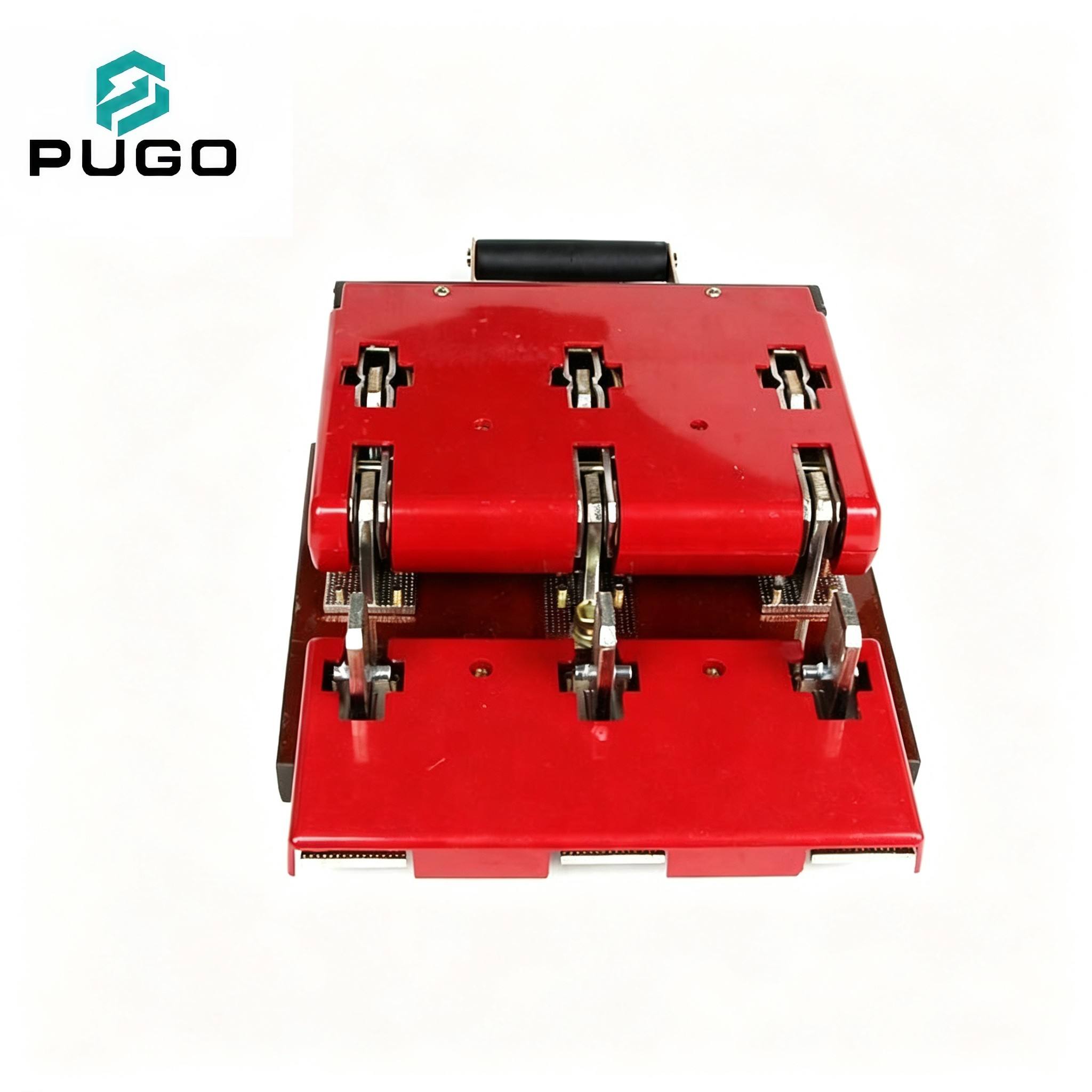 PUGO HS11F 1000-38 100A 3P Double Throw Changeover Copper Knife Switch 380V Red Cover