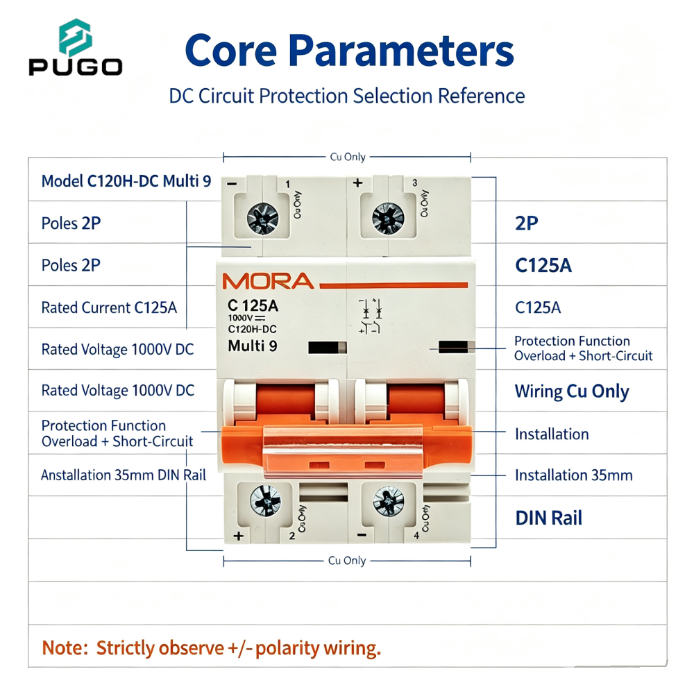MORA C120H-DC 2P DC Miniature Circuit Breaker (DC MCB, without leakage)