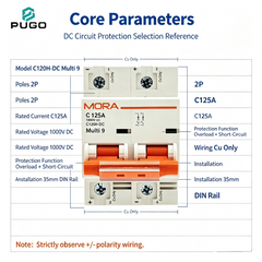 MORA C120H-DC 2P DC Miniature Circuit Breaker (DC MCB, without leakage)