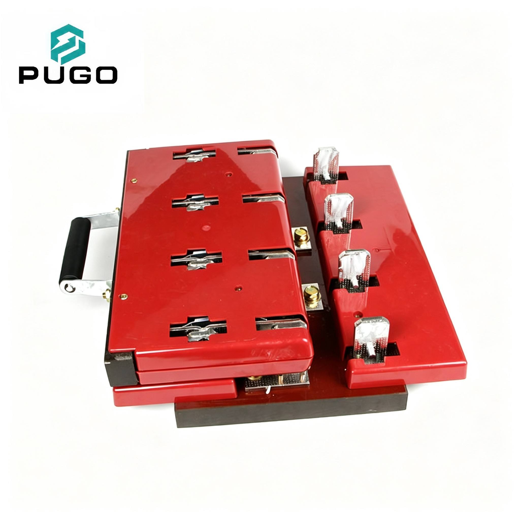 PUGO HS11F-1000-48 1000A 4P Double Throw Changeover Copper Knife Switch 1000V Red Cover
