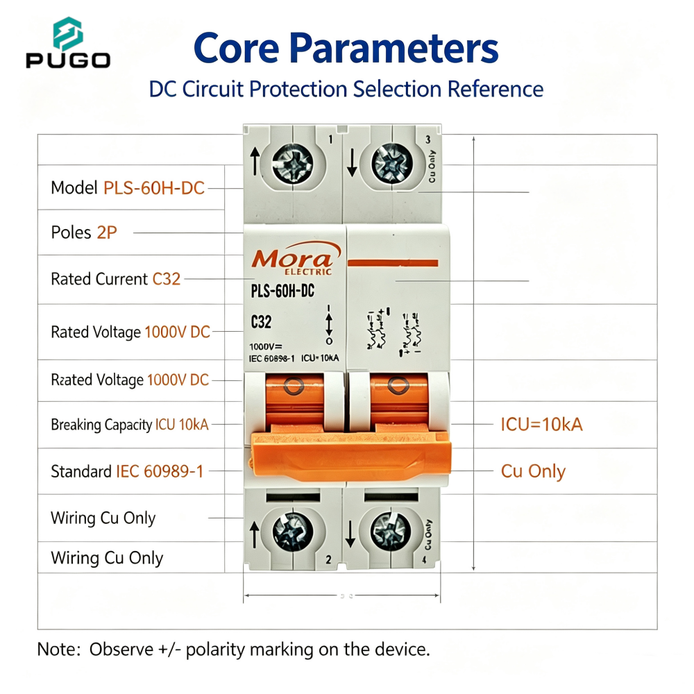 MORA PLS-60H-DC 2P DC Miniature Circuit Breaker (DC MCB, without leakage)