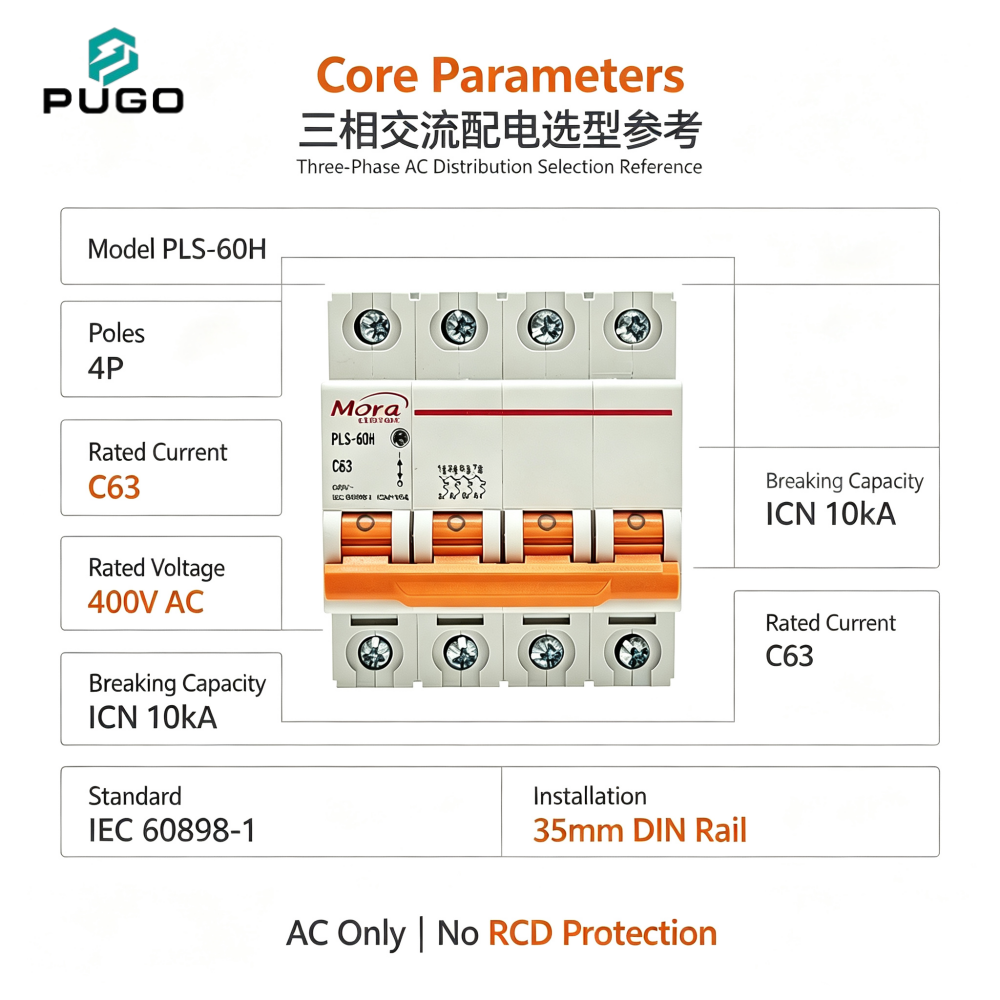 MORA PLS-60H 4P AC Miniature Circuit Breaker (AC MCB, without leakage)