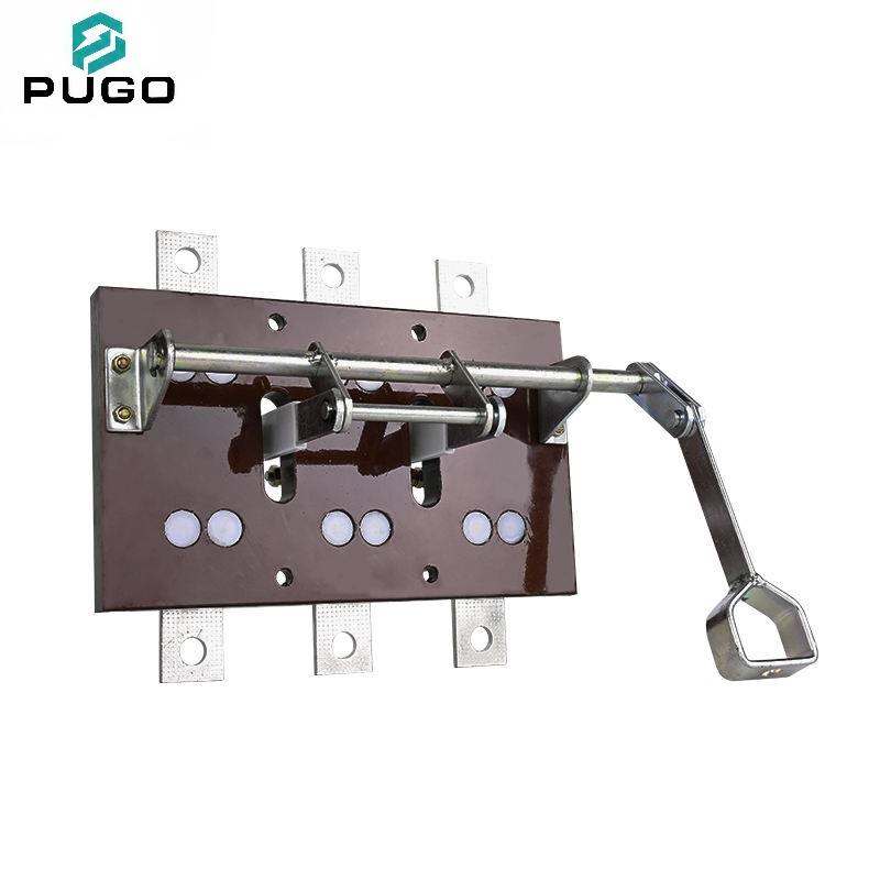 PUGO HD12-1000-31 1000A 3P Open Type Copper Knife Switch Disconnector 400V Side Operation China Zhejiang