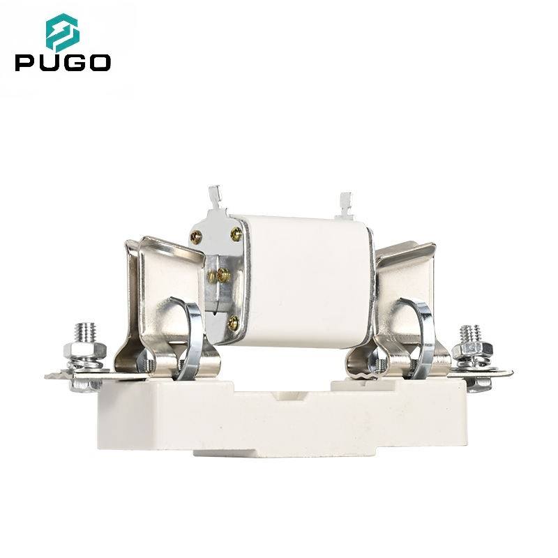 PUGO NT2 NH2 RT16-2 400A 660V IEC269 gG HRC Ceramic Blade Fuse Link Copper Fuse Holder Base 50kA Low Voltage 1-Pole Bolt-on