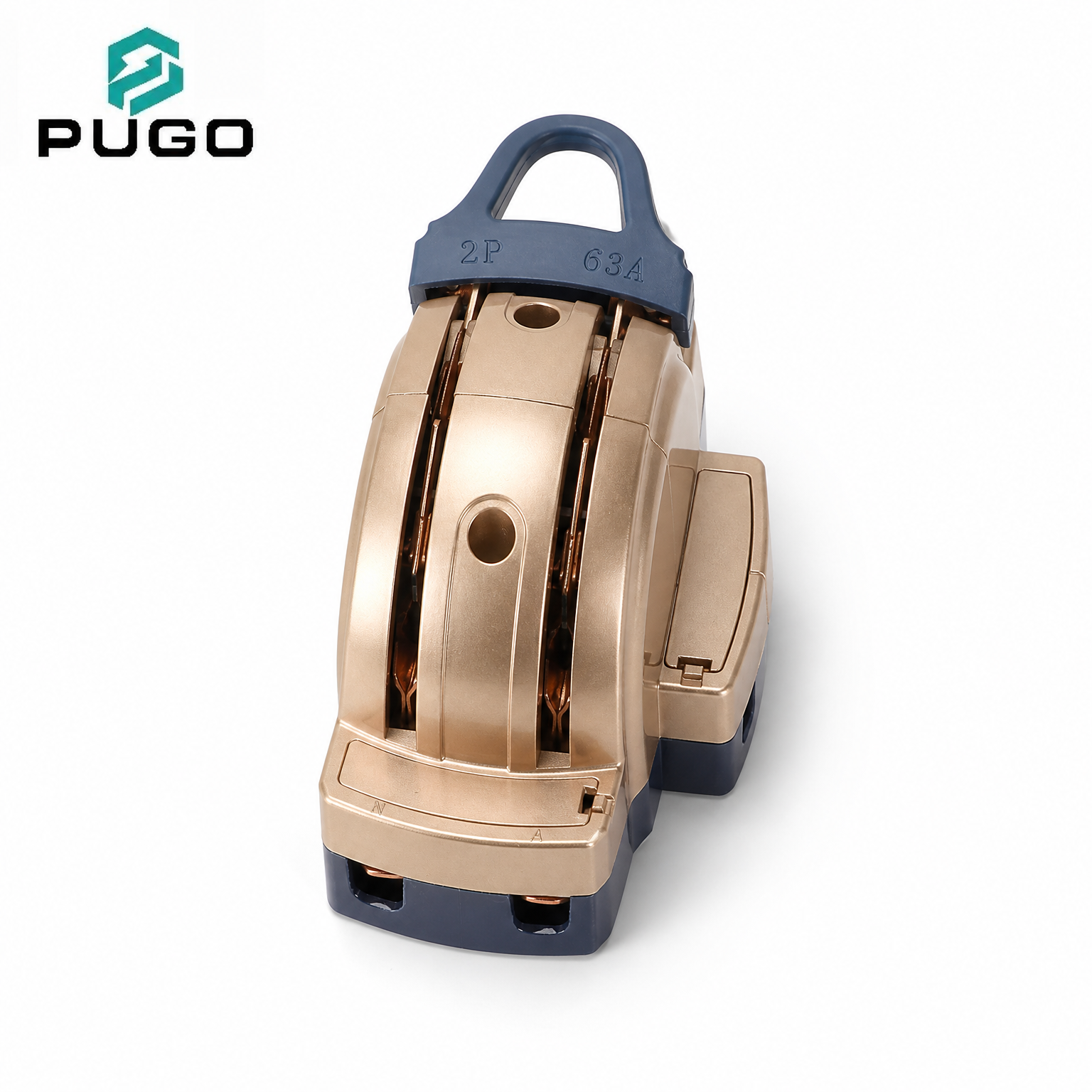 PUGO 63A 2P Knife Switch Manual Isolator Low Voltage Disconnector with Metal Cover (Plastic & Copper)