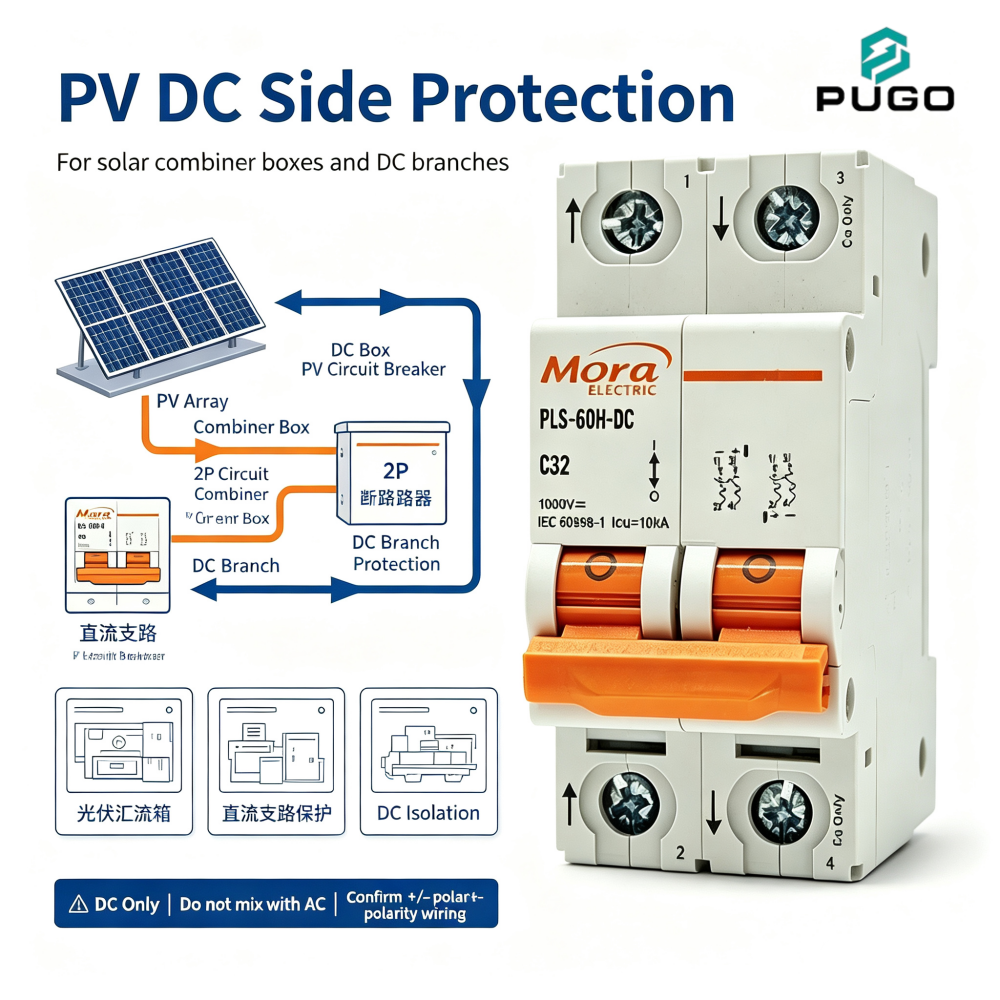 MORA PLS-60H-DC 2P DC Miniature Circuit Breaker (DC MCB, without leakage)