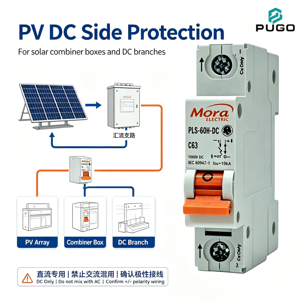 MORA PLS-60H-DC 1P DC Miniature Circuit Breaker (DC MCB, without leakage)