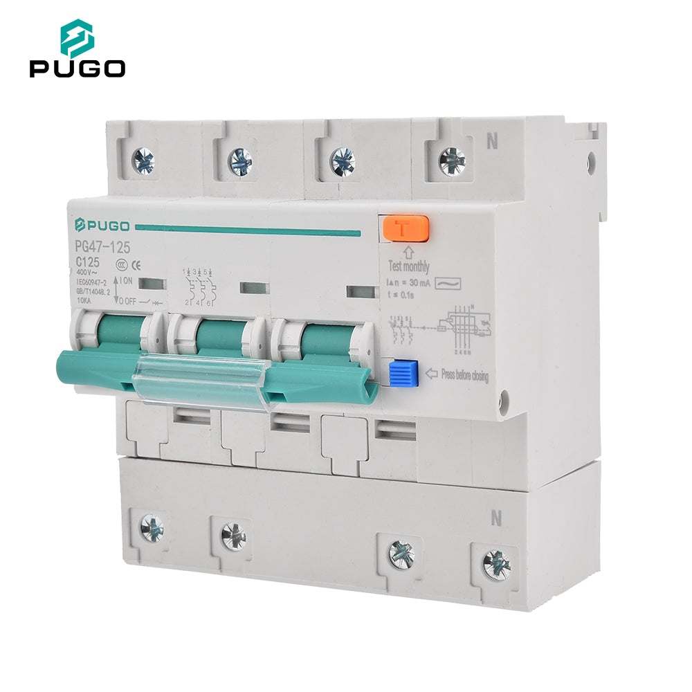 PUGO PG47-125 3P+N C125 high current RCBO leakage protection circuit breaker
