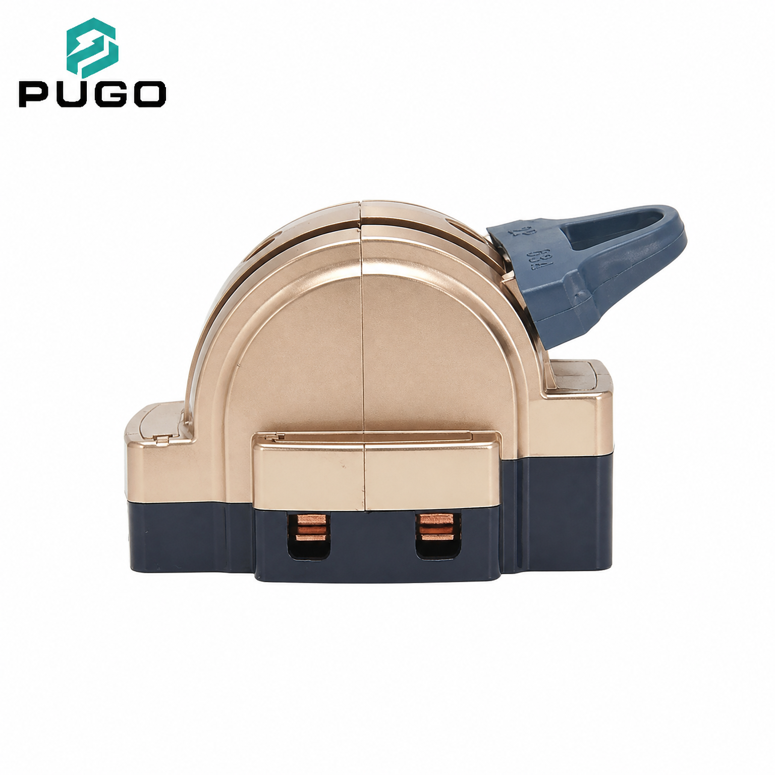 PUGO 63A 2P Knife Switch Manual Isolator Low Voltage Disconnector with Metal Cover (Plastic & Copper)