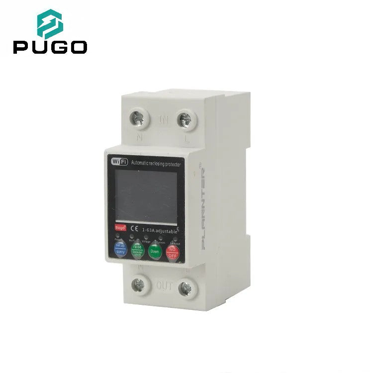 PUGO WiFi intelligent automatic reclosing protector (intelligent metering circuit breaker, 1P+N, adjustable from 1 to 63A)