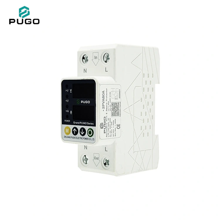 PUGO Grand PLVAD Series 2PVA 80A Single phase Digital Display Self resetting Overvoltage and Overcurrent Protector